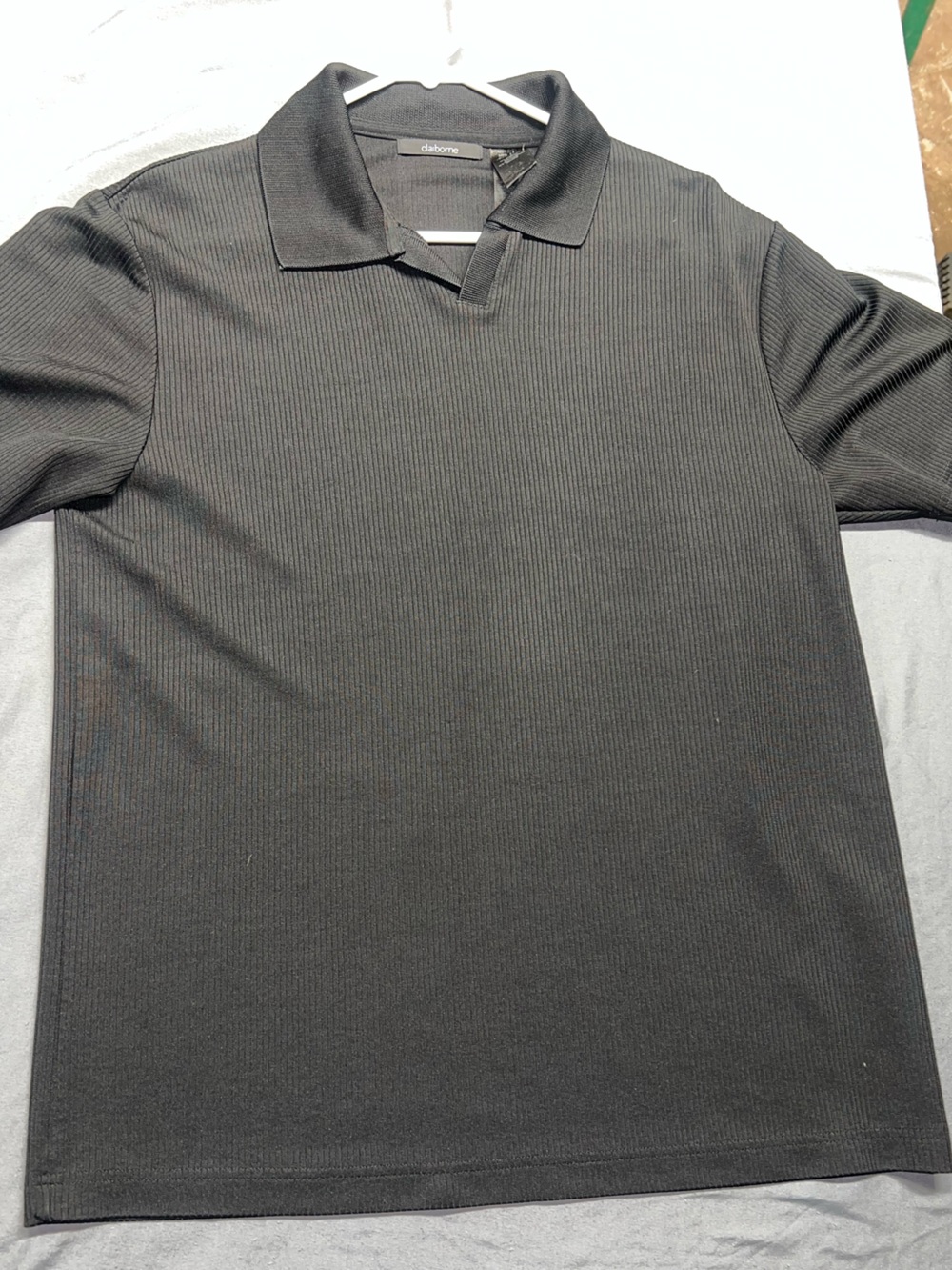 Claiborne Black Ribbed Polo Shirt